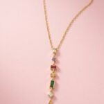 Gold Plated Necklace with Colorful Stones