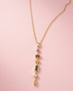 Gold Plated Necklace with Colorful Stones