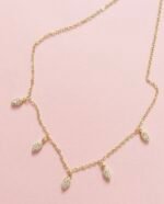 Gold-Plated Necklace with Sparkling Gemstone Charms