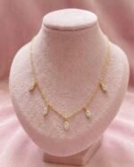 Gold-Plated Necklace with Sparkling Gemstone Charms - Image 2