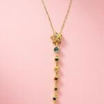 Gold Plated Necklace with Colorful Stones