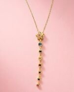 Gold Plated Necklace with Colorful Stones