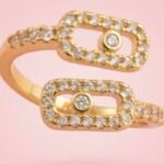 Open Gold-Plated Ring with Sparkling Gemstones