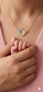 Custom Newborn Name Necklace – 21K Gold Plated (Baby Blue / Pink)
