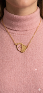Custom Newborn Name Necklace – 21K Gold Plated (Baby Blue / Pink) - Image 3